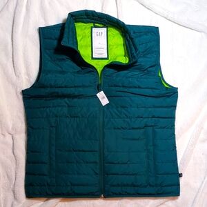 Gap Coldcontrol Puffer Vest Turquoise & Lime Green Men's L